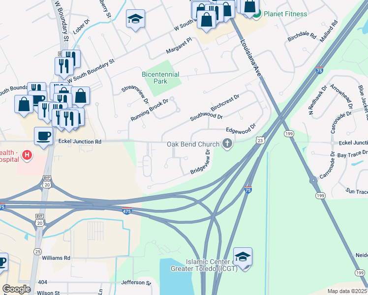 map of restaurants, bars, coffee shops, grocery stores, and more near 11857 962 in Perrysburg