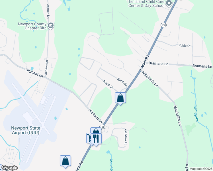 map of restaurants, bars, coffee shops, grocery stores, and more near 16 South Drive in Middletown