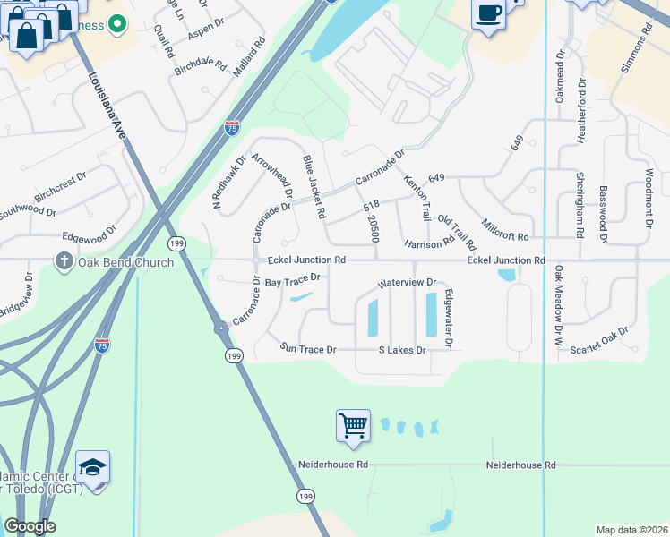 map of restaurants, bars, coffee shops, grocery stores, and more near 26450 Summer Trace Drive in Perrysburg