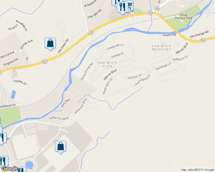 map of restaurants, bars, coffee shops, grocery stores, and more near 735 Huntington Dr in Fishkill