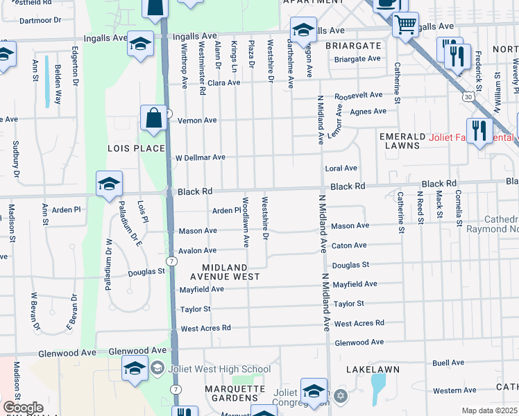 map of restaurants, bars, coffee shops, grocery stores, and more near in Shorewood