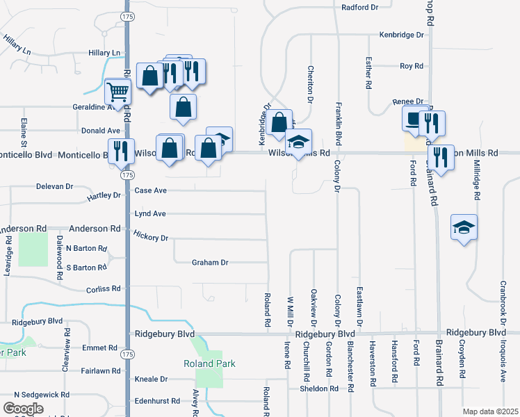 map of restaurants, bars, coffee shops, grocery stores, and more near 5291 Lynd Avenue in Lyndhurst