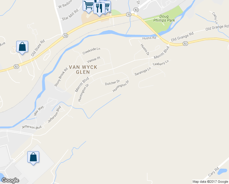 map of restaurants, bars, coffee shops, grocery stores, and more near 848 Huntington Drive in Fishkill