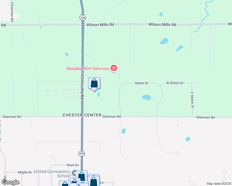 map of restaurants, bars, coffee shops, grocery stores, and more near 12246 West Shiloh Drive in Chesterland