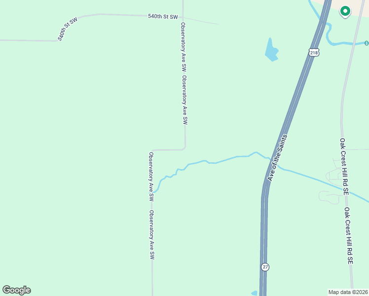 map of restaurants, bars, coffee shops, grocery stores, and more near Observatory Avenue Southwest in Johnson County