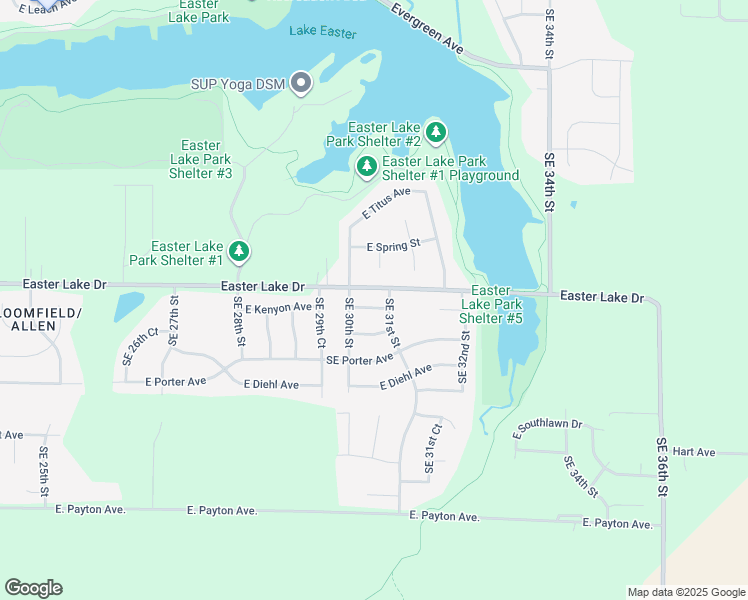 map of restaurants, bars, coffee shops, grocery stores, and more near 3016 East Kenyon Avenue in Des Moines