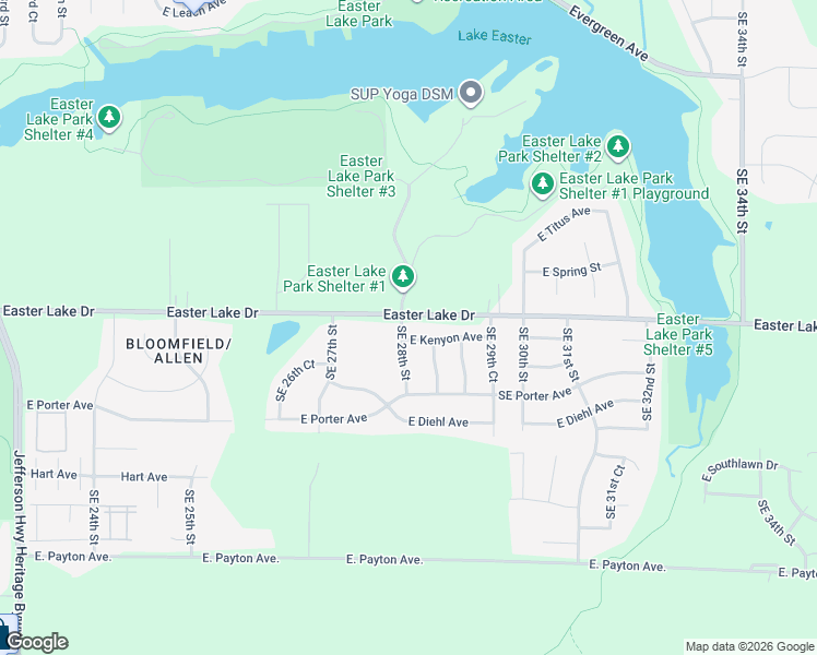 map of restaurants, bars, coffee shops, grocery stores, and more near 5304 Southeast 28th Street in Des Moines