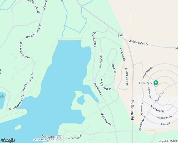map of restaurants, bars, coffee shops, grocery stores, and more near 15121 Lake Shore Drive in Weed