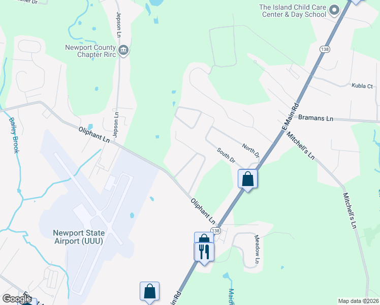 map of restaurants, bars, coffee shops, grocery stores, and more near 2 Coggeshall Circle in Middletown