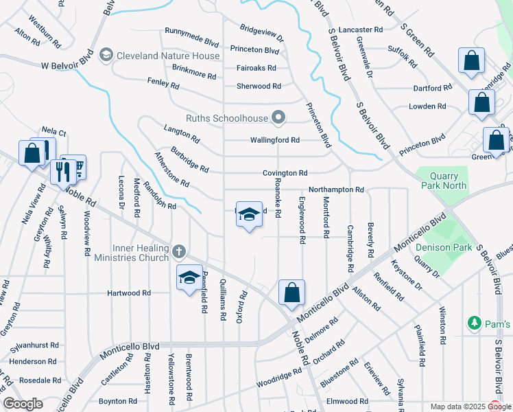 map of restaurants, bars, coffee shops, grocery stores, and more near 3779 Lowell Road in Cleveland Heights
