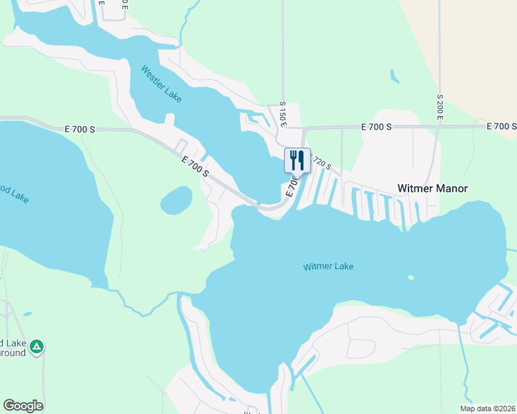 map of restaurants, bars, coffee shops, grocery stores, and more near 1401 East 700 South in Wolcottville
