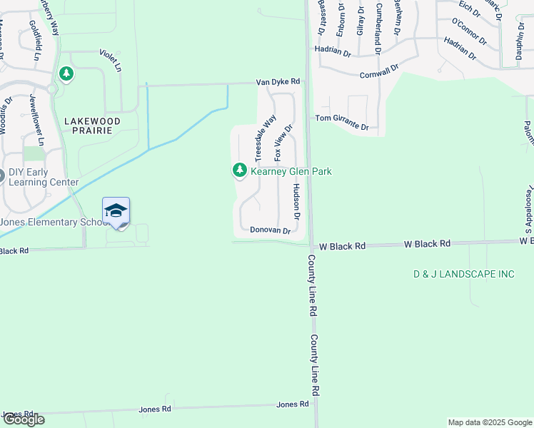 map of restaurants, bars, coffee shops, grocery stores, and more near 805 Foxview Drive in Joliet
