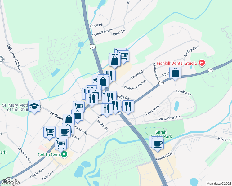 map of restaurants, bars, coffee shops, grocery stores, and more near 35 Rapalje Road in Fishkill