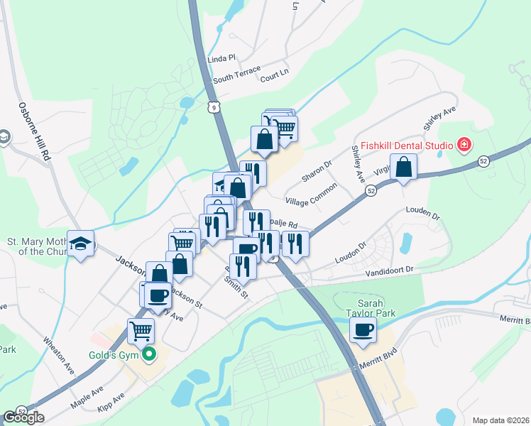 map of restaurants, bars, coffee shops, grocery stores, and more near 35 Rapalje Road in Fishkill