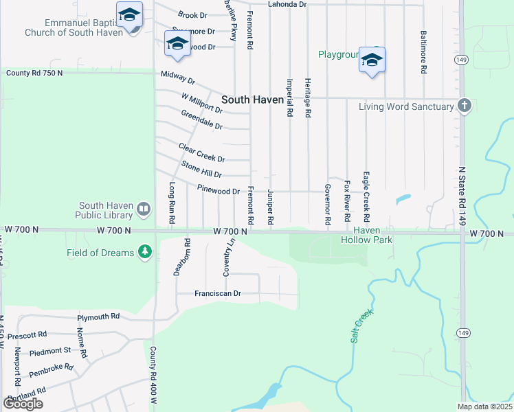 map of restaurants, bars, coffee shops, grocery stores, and more near 704 Juniper Road in Valparaiso
