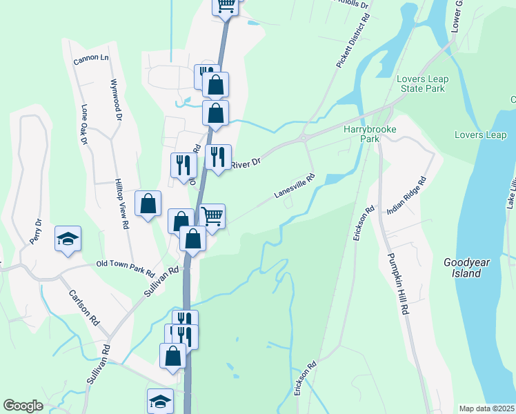 map of restaurants, bars, coffee shops, grocery stores, and more near 40 Lanesville Road in New Milford