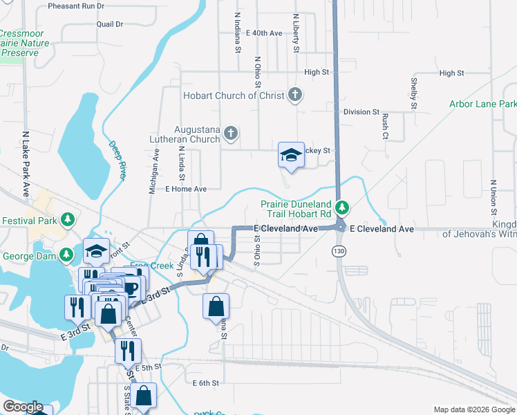 map of restaurants, bars, coffee shops, grocery stores, and more near 2-98 N Jackson St in Hobart