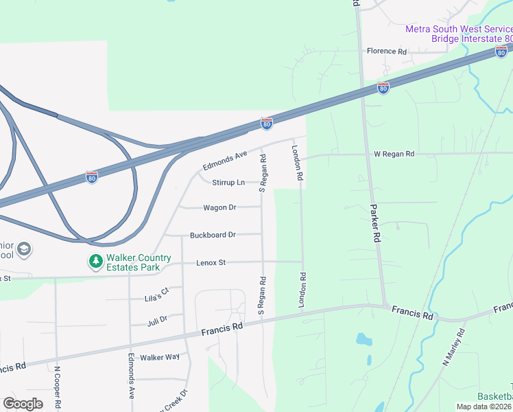 map of restaurants, bars, coffee shops, grocery stores, and more near 831 Buckboard Drive in New Lenox
