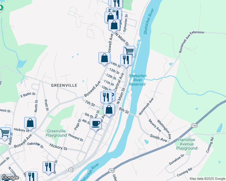map of restaurants, bars, coffee shops, grocery stores, and more near in Norwich