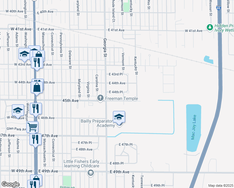 map of restaurants, bars, coffee shops, grocery stores, and more near 909 East 44th Place in Gary