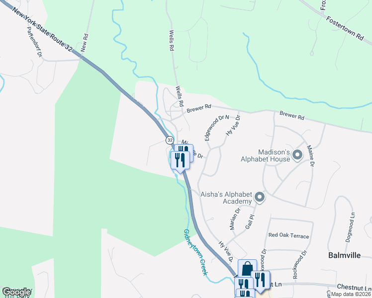 map of restaurants, bars, coffee shops, grocery stores, and more near 12 Michelle Drive in Newburgh