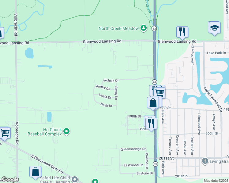 map of restaurants, bars, coffee shops, grocery stores, and more near 2136 Ambry Circle in Lynwood