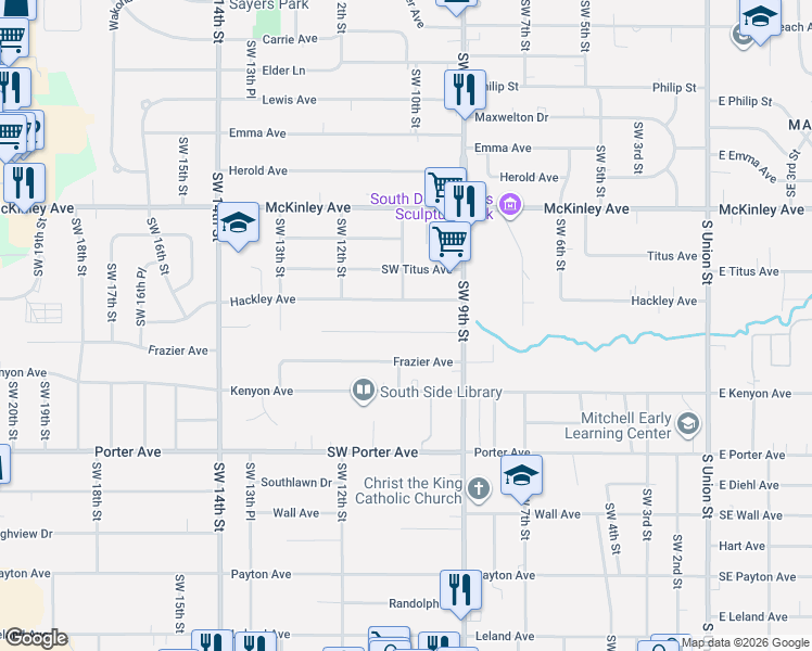 map of restaurants, bars, coffee shops, grocery stores, and more near 1002 Hackley Avenue in Des Moines