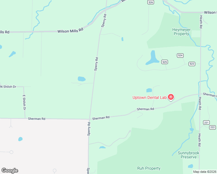 map of restaurants, bars, coffee shops, grocery stores, and more near 12199 Sperry Road in Chesterland