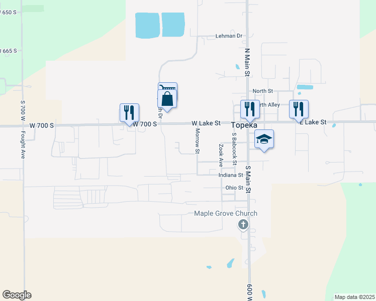 map of restaurants, bars, coffee shops, grocery stores, and more near 214 Morrow Street in Topeka