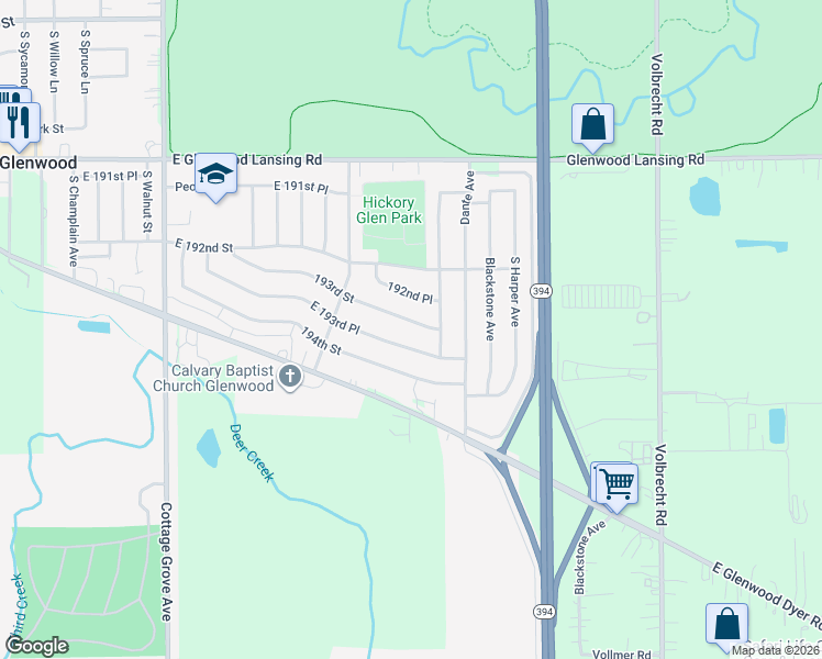 map of restaurants, bars, coffee shops, grocery stores, and more near 942 193rd Street in Glenwood