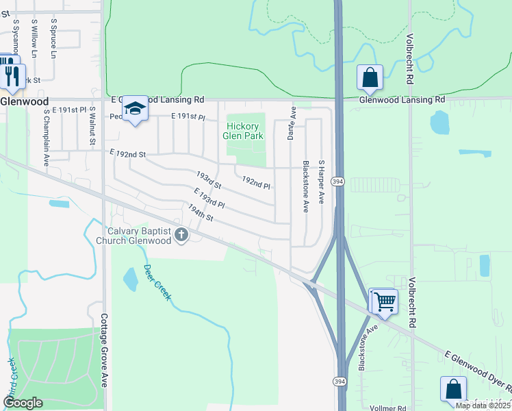 map of restaurants, bars, coffee shops, grocery stores, and more near 951 193rd Street in Glenwood