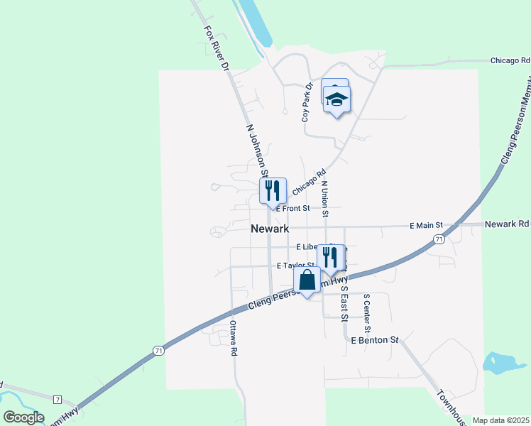 map of restaurants, bars, coffee shops, grocery stores, and more near 29 North Johnson Street in Newark