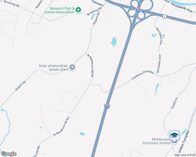 map of restaurants, bars, coffee shops, grocery stores, and more near 215 Cranberry Pond Road in Norwich