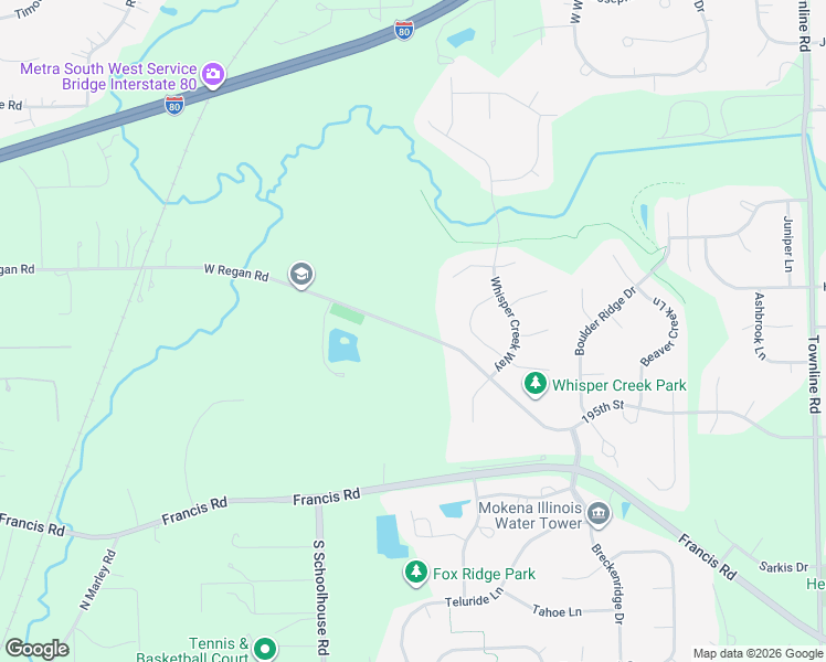map of restaurants, bars, coffee shops, grocery stores, and more near 12694 West Regan Road in Mokena