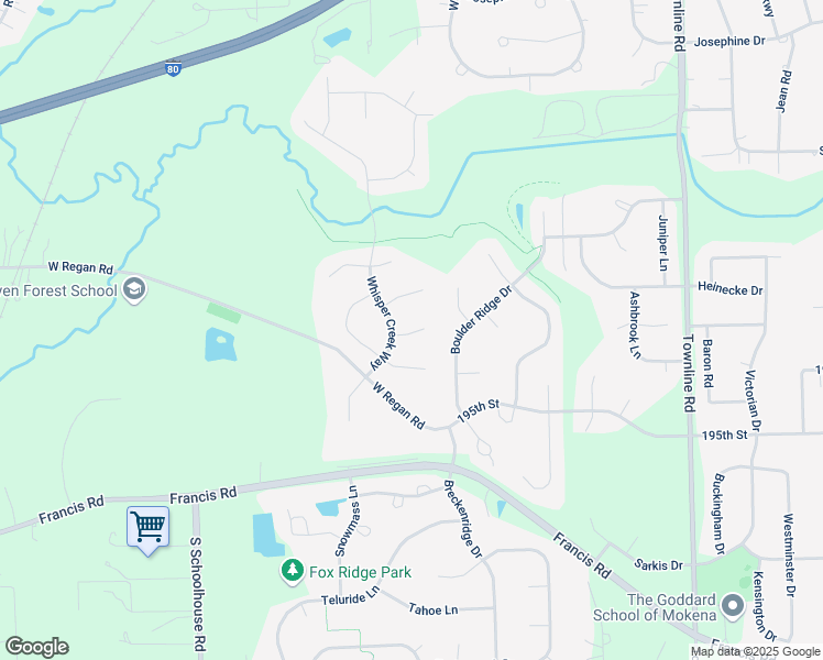 map of restaurants, bars, coffee shops, grocery stores, and more near 12436 Pemrose Court in Mokena