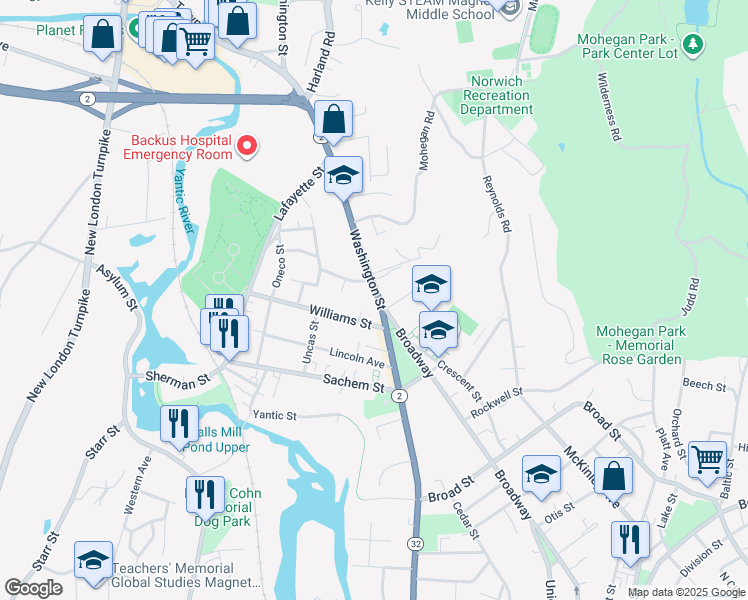 map of restaurants, bars, coffee shops, grocery stores, and more near in Norwich
