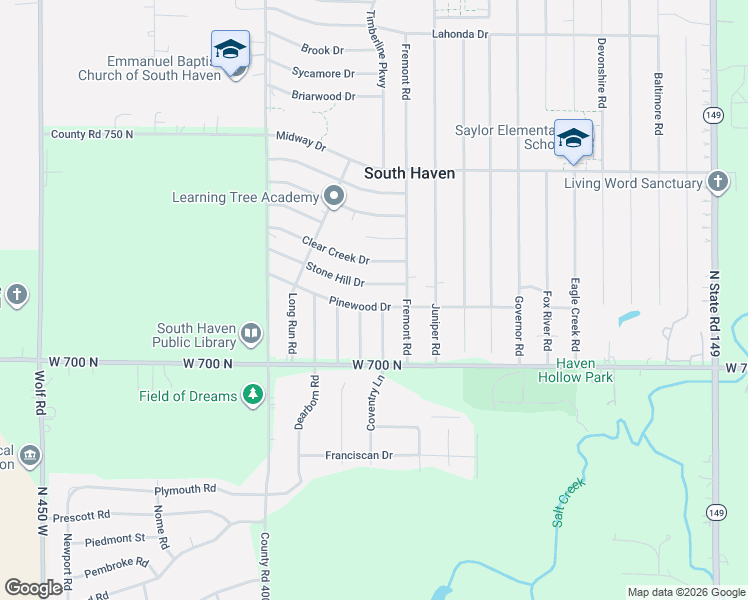 map of restaurants, bars, coffee shops, grocery stores, and more near 383 Pinewood Drive in Valparaiso