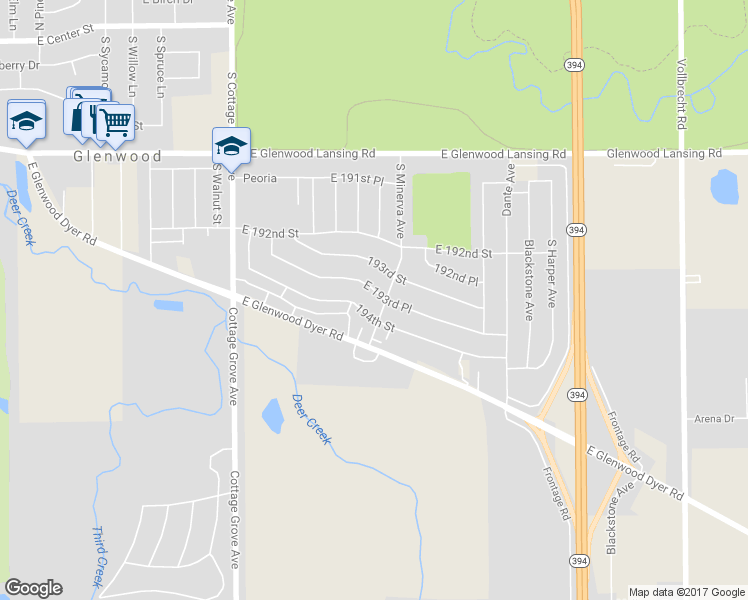 map of restaurants, bars, coffee shops, grocery stores, and more near 831 East 193rd Place in Glenwood