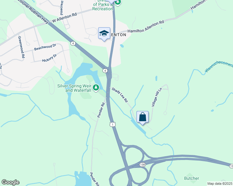 map of restaurants, bars, coffee shops, grocery stores, and more near 33 Shady Lea Rd in North Kingstown