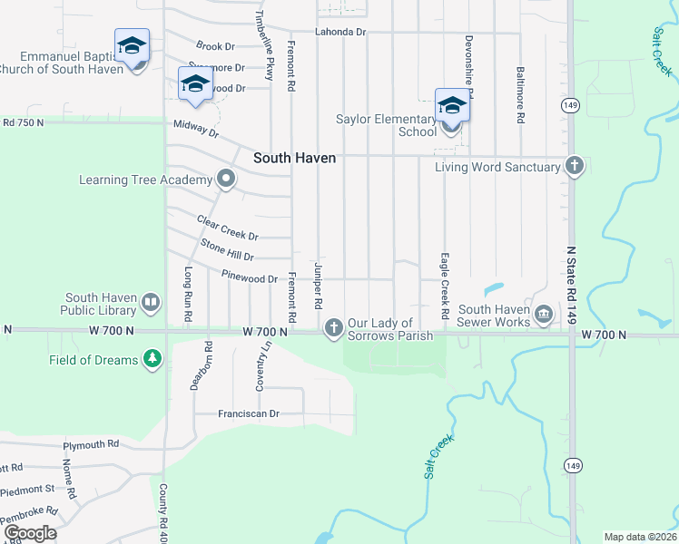 map of restaurants, bars, coffee shops, grocery stores, and more near 712 Imperial Road in Valparaiso