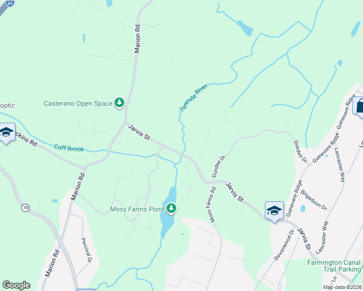 map of restaurants, bars, coffee shops, grocery stores, and more near 1040 Jarvis Street in Cheshire