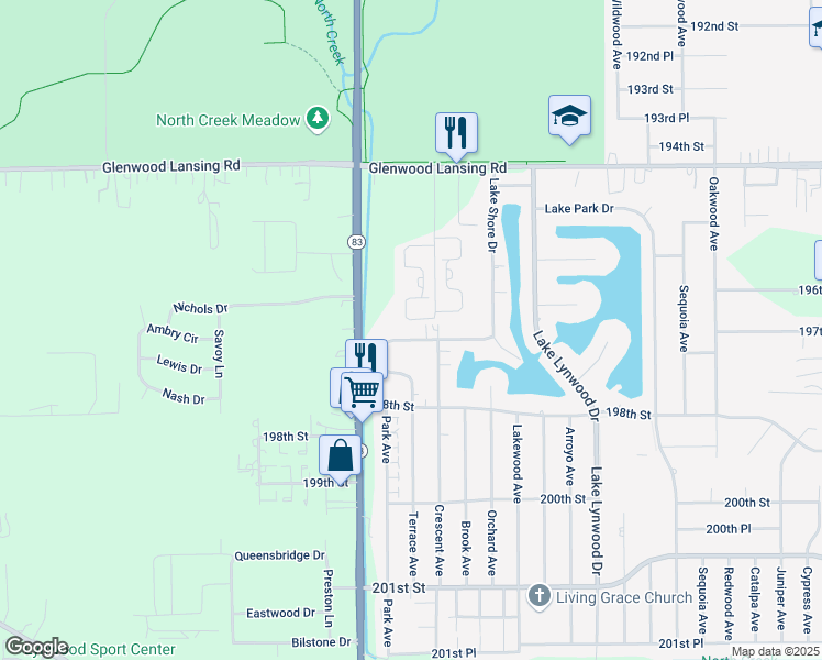 map of restaurants, bars, coffee shops, grocery stores, and more near 2490 Terrace Avenue in Lynwood