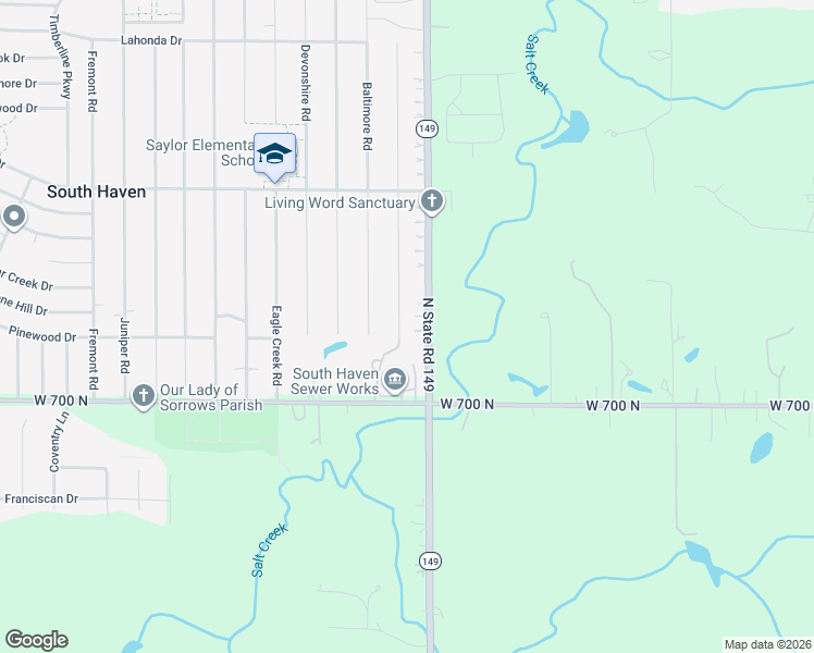 map of restaurants, bars, coffee shops, grocery stores, and more near 702-732 Highway 149 in Valparaiso