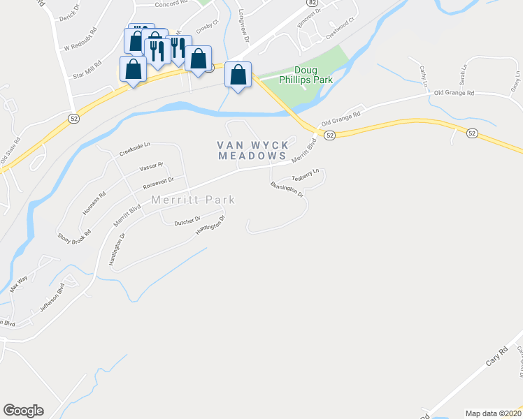 map of restaurants, bars, coffee shops, grocery stores, and more near 2806 Bennington Drive in Fishkill