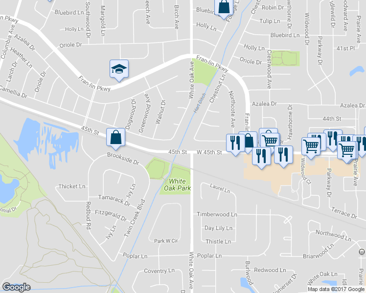 map of restaurants, bars, coffee shops, grocery stores, and more near 1608 Camellia Drive in Munster
