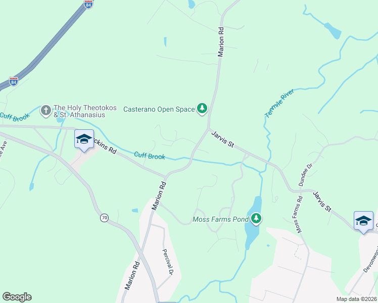 map of restaurants, bars, coffee shops, grocery stores, and more near 1256 Marion Road in Cheshire