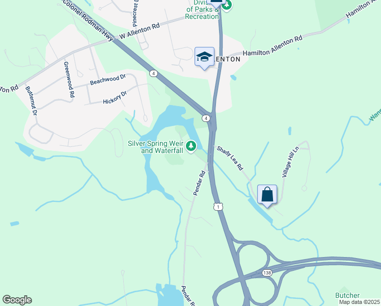 map of restaurants, bars, coffee shops, grocery stores, and more near 40 Silver Spring Road in North Kingstown