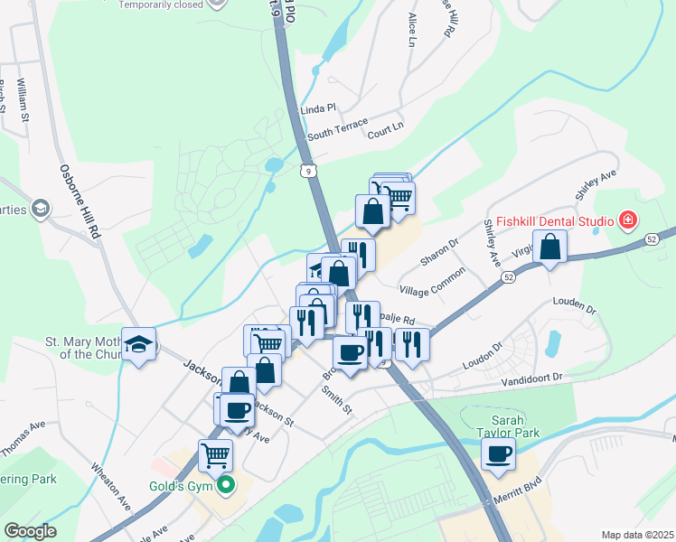 map of restaurants, bars, coffee shops, grocery stores, and more near in Fishkill