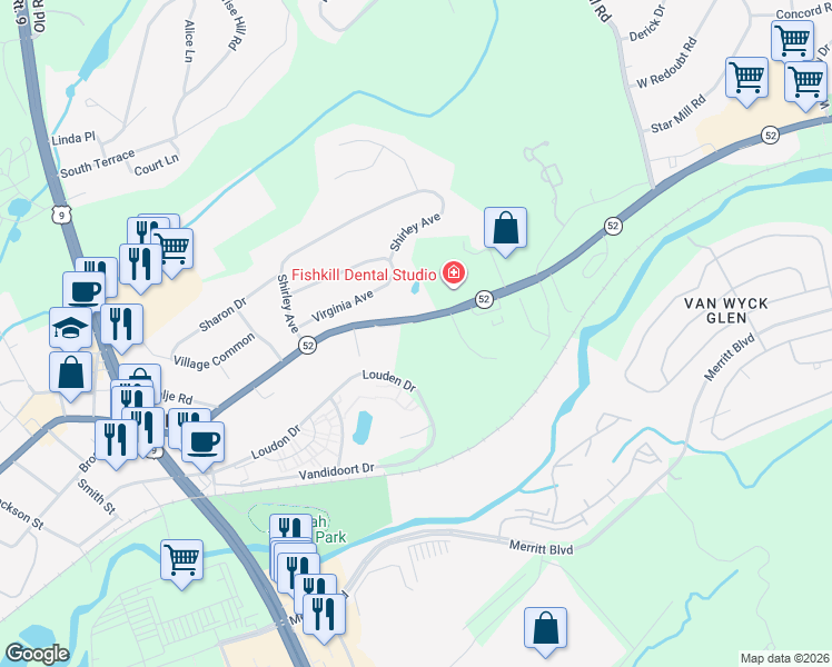 map of restaurants, bars, coffee shops, grocery stores, and more near 18 Ketcham Drive in Fishkill