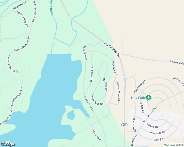 map of restaurants, bars, coffee shops, grocery stores, and more near Driftwood Lane in Lake Shastina